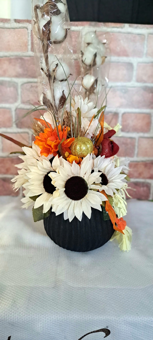 Scarecrow & Cotton Flower Arrangement