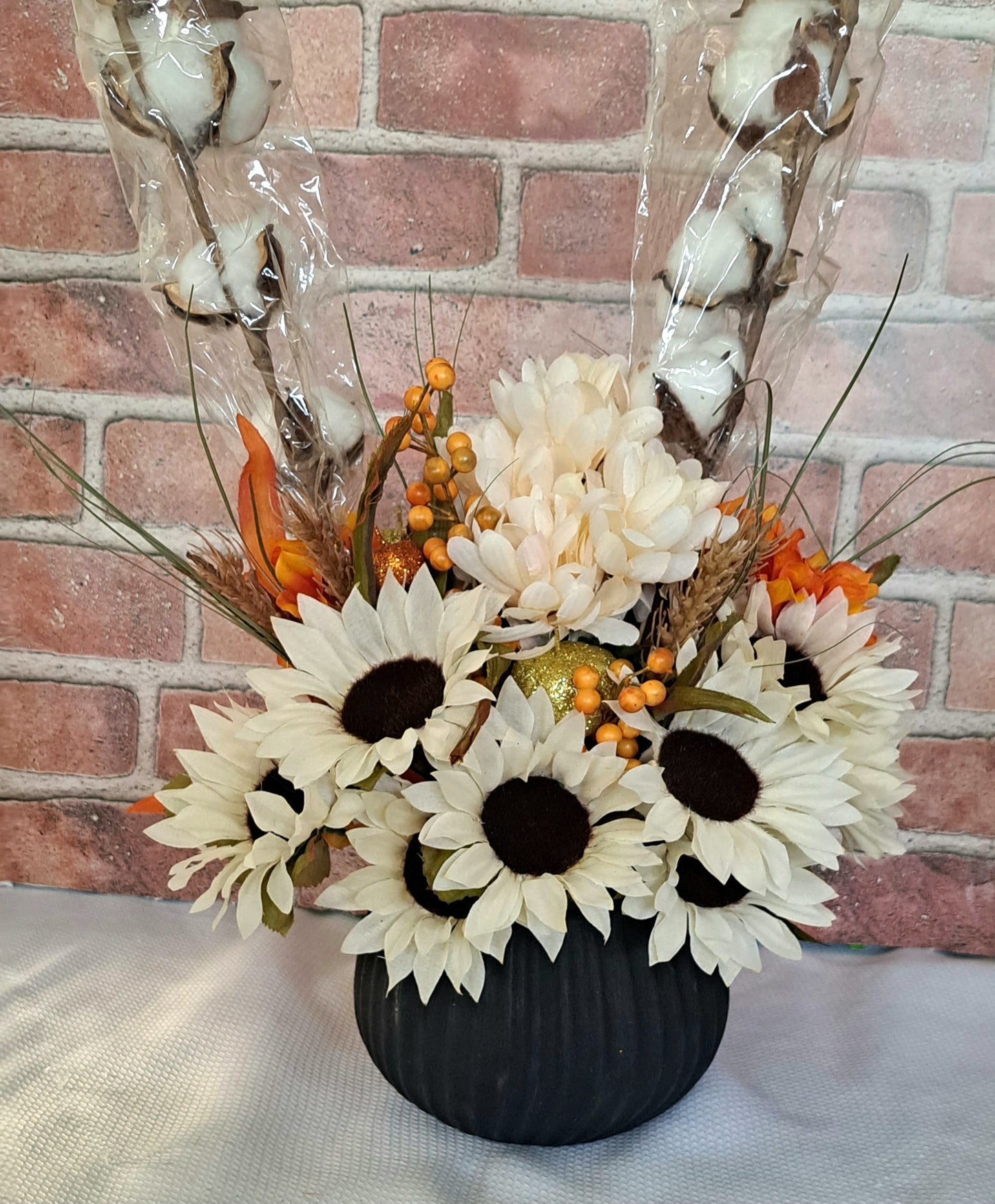 Scarecrow & Cotton Flower Arrangement