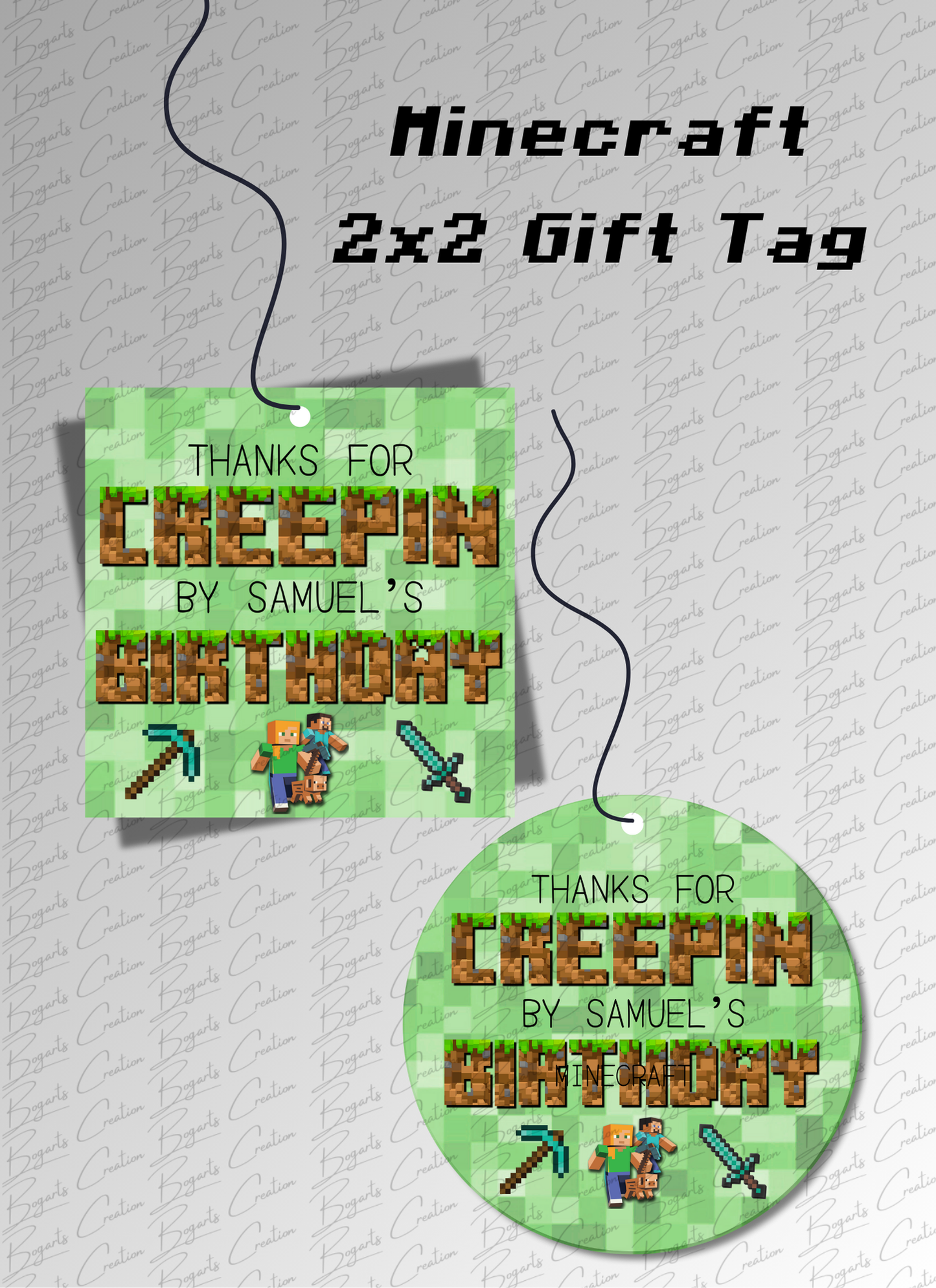 Minecraft Gift Tags (2"x2")