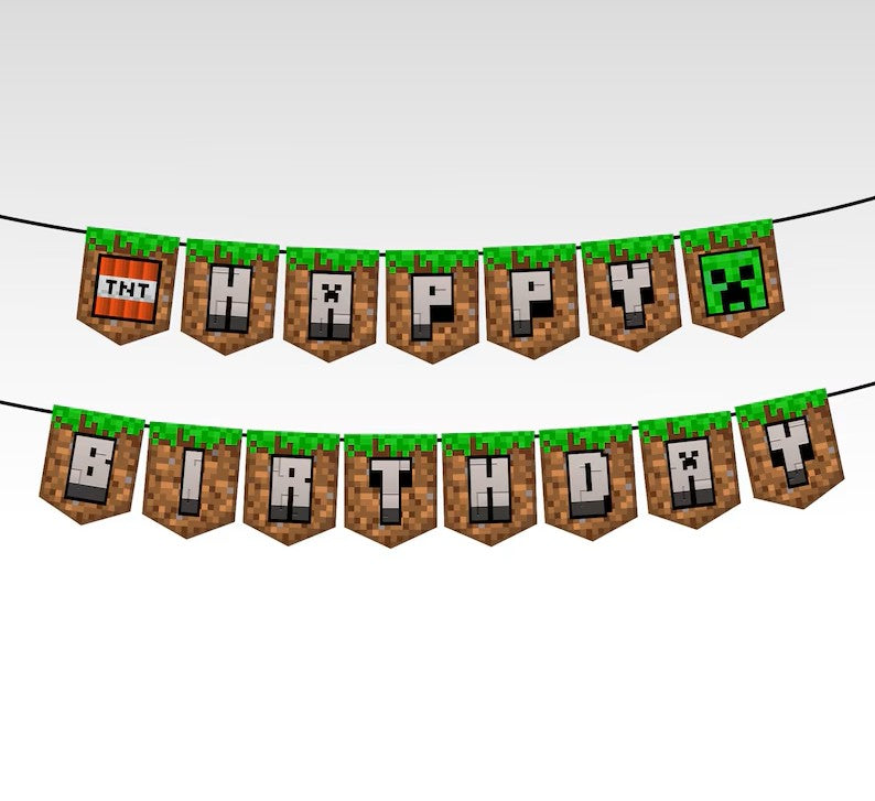 Minecraft Birthday Banner