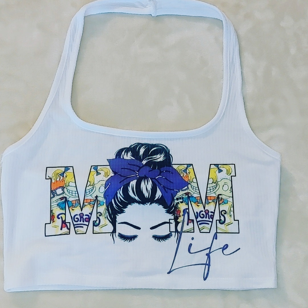 "MOM Life" Rugrats Halter Crop Top