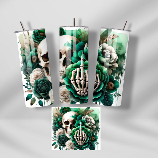 Vaso de calavera con dedo medio de 20 oz (verde)