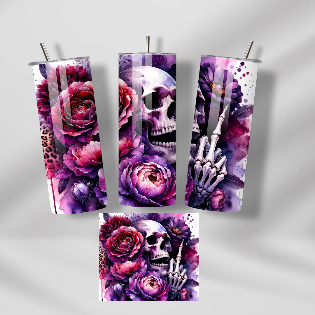 Purple Skull Middle Finger 20oz Tumbler