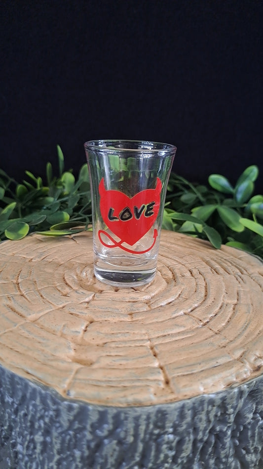 1oz Shot Glass vinyl Devil Heart